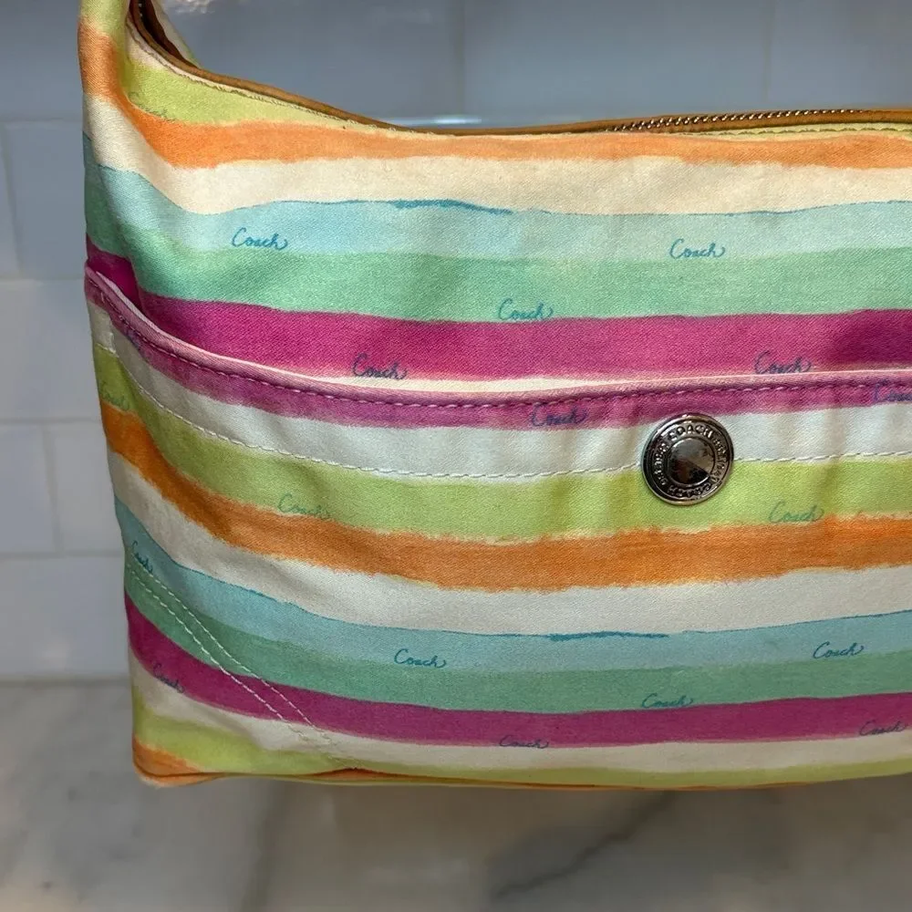 Coach Bag Purse Handbag Y2K Hampton Pastels Watercolor Stripe Hobo Shoulder Bag